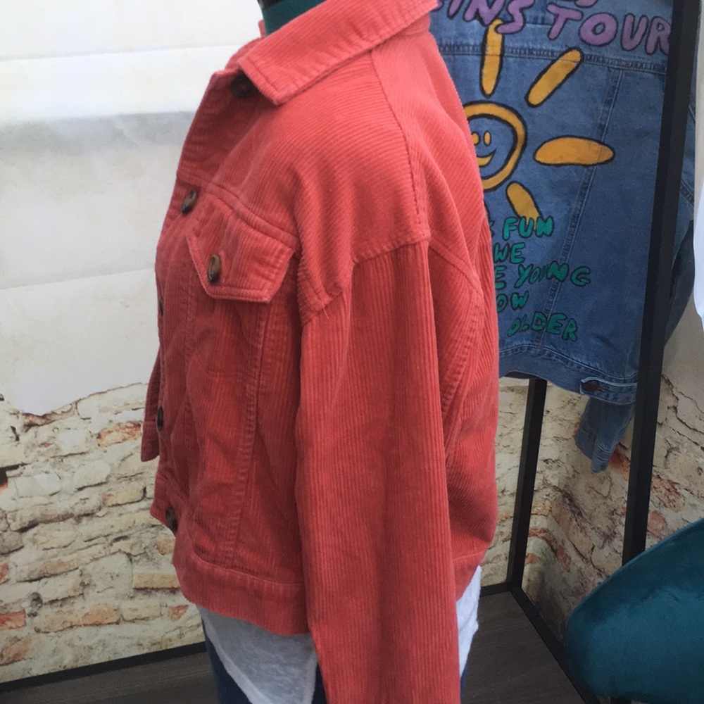 Forever 21 Burnt Orange Cropped Corduroy Jacket